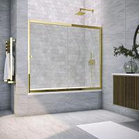 Душевая шторка на ванную профиль золотой стекло прозрачное Vegas-glass