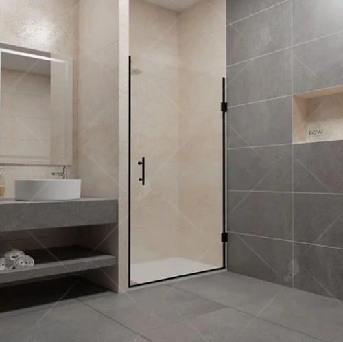 Душевая дверь в нишу RGW Passage PA-06B 80 см профиль черный стекло шиншилла - фото 2