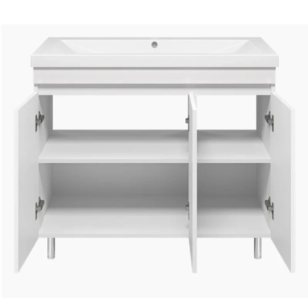 Тумба под раковину напольная Misty Енисей 100 см белая Э-Ени01100-0112Я (детальная фотография), современная, hi-tech