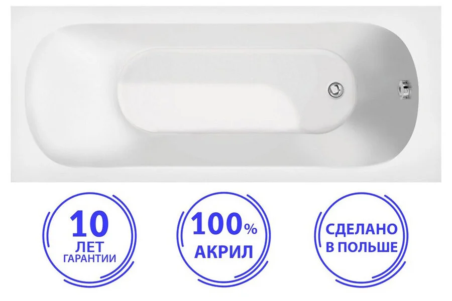 Ванна акриловая C-Bath Galaxy 180 x 80 см прямоугольная, белый, CBQ016002 (детальная фотография), 180х80
