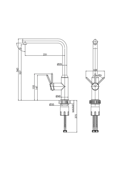 Смеситель для кухни Cersanit Flavis черный матовый 68240 (детальная фотография), для кухни