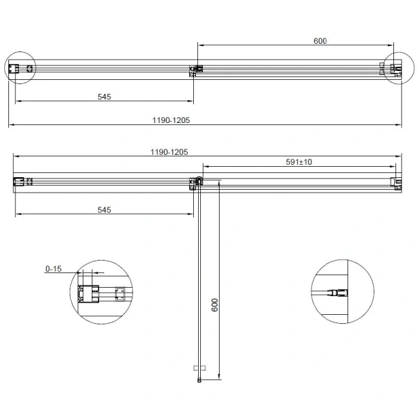 Душевая дверь в нишу Cezares Urban 120 см стекло прозрачное, профиль хром URBAN-B-12-120-C-CR (детальная фотография), 120 см
