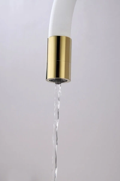 Смеситель для кухни Paulmark Salix золото/белый Sa213419-Gw (детальная фотография), в наличии