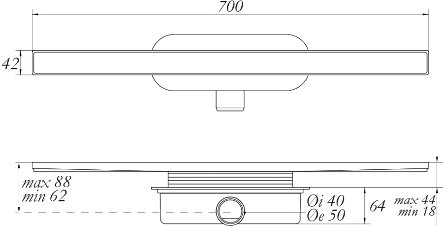 Душевой лоток Migliore 70 см с декоративной решеткой золото 24898 (детальная фотография), золото
