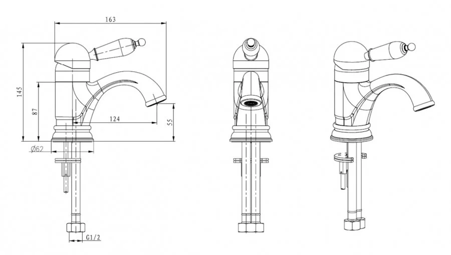 Смеситель для раковины Boheme Crystal золото 281-CRST (детальная фотография), для раковины