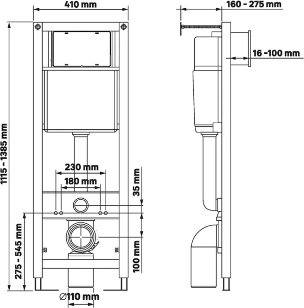 Унитаз с инсталляцией Berges Ventas Black черный, клавиша soft touch черный/хром глянец 043325 (детальная фотография), в наличии index_2