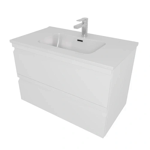 Тумба с раковиной подвесная Акватек Вега 80 см белый матовый - фото 5