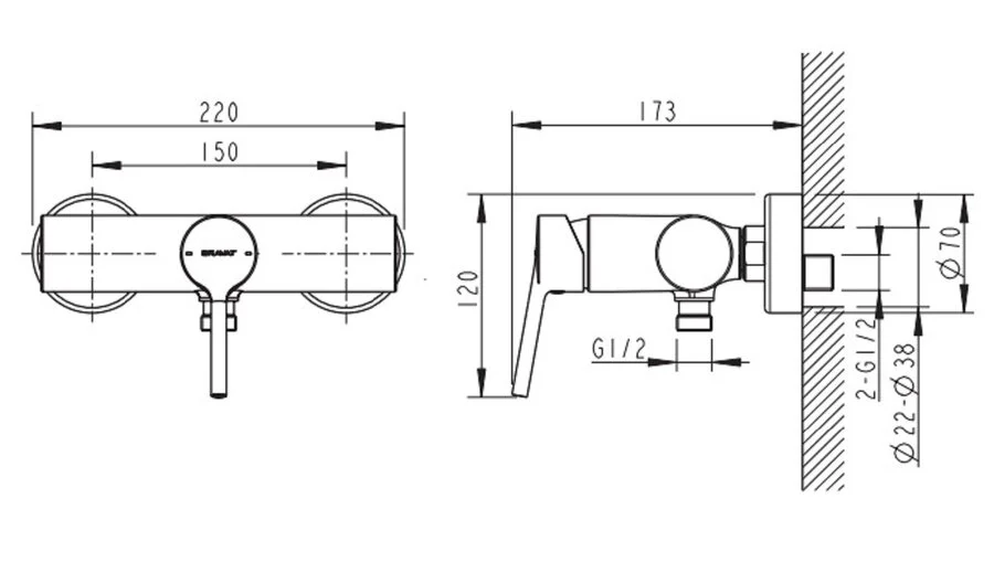 Смеситель для душа Bravat Palace F9172217CP-01-RUS (детальная фотография), для душа