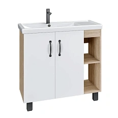 Тумба под раковину напольная Grossman Флай 81 см дуб сонома/белая