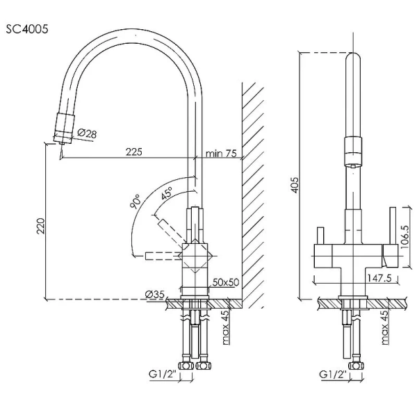 Смеситель для кухни Sancos Arno черный матовый SC4005MB (детальная фотография), для кухни