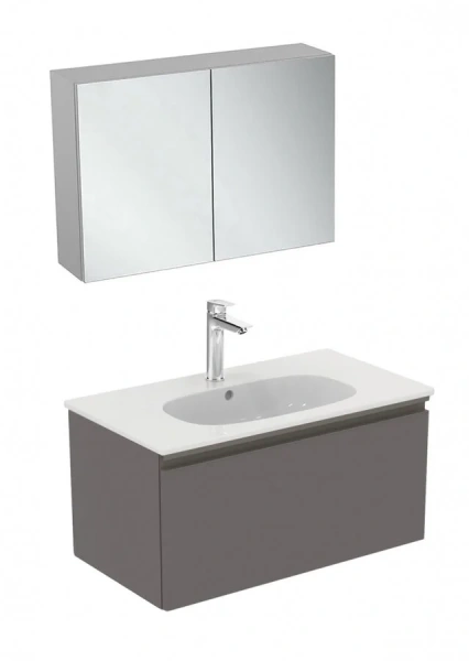 Тумба под раковину подвесная Ideal Standard Tesi 80 см серо-коричневый темный матовый T0047PU (детальная фотография), подвесная, пристенная