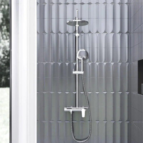 Душевая стойка Damixa Jupiter 977780 со смесителем (детальная фотография), с тропическим душем