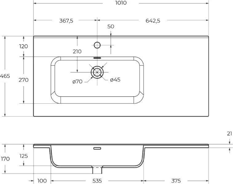 Раковина мебельная BelBagno 100 см чаша слева BB1000ETL-L (детальная фотография) index_1