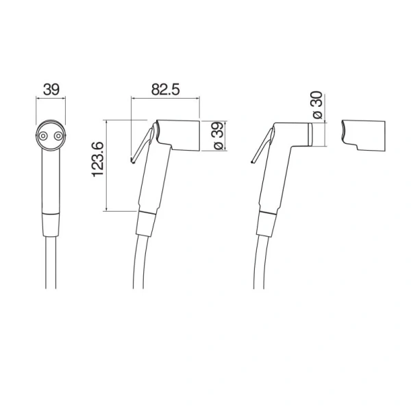 Гигиенический душ с держателем Nobili Rubinetterie хром AD146/51CR (детальная фотография), комплект с лейкой, шлангом и держателем