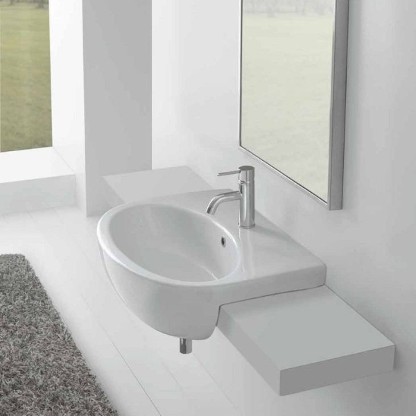 Раковина полувстраиваемая Globo Grace GR015 GR015.BI (детальная фотография), современные, hi-tech