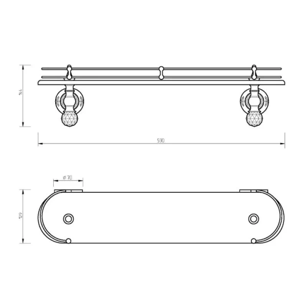 Полочка для ванной Migliore Cristalia золото 16839 (детальная фотография), классические, ретро, с кристаллами swarovski, декорированные