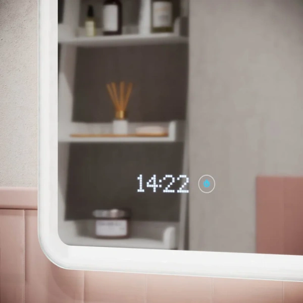 Зеркало с подсветкой Sancos Arcadia 1.0 90 см с часами AR1.900 (детальная фотография), сенсорное