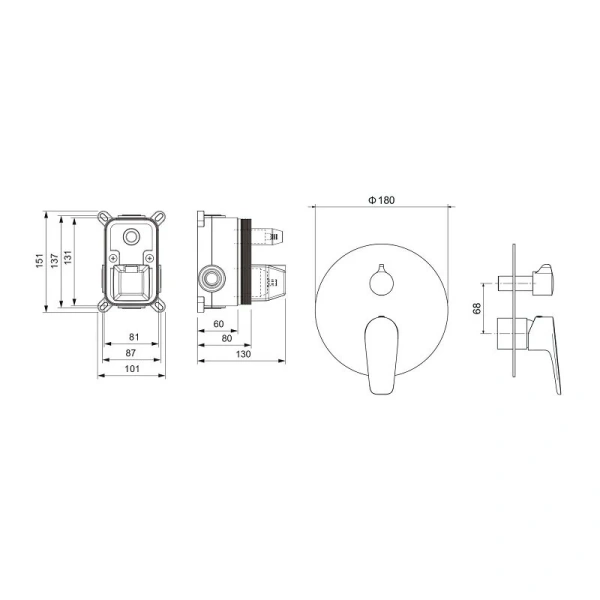 Смеситель для душа Акватек Бетта хром AQ1146CR (детальная фотография), для душа