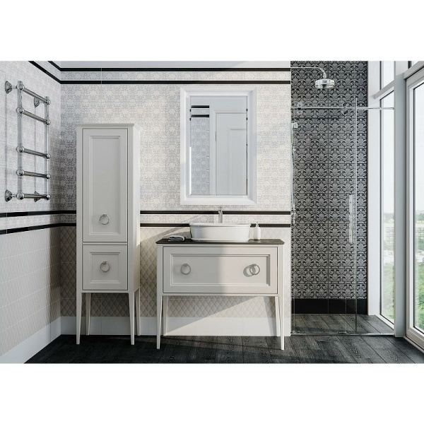 Тумба под раковину напольная Kerama Marazzi Plaza Classic 100 см белая матовая PL.CN.100.1+1\WHT.M (детальная фотография), напольная, пристенная