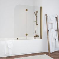 Душевая шторка на ванную профиль бронза стекло прозрачное Vegas-glass