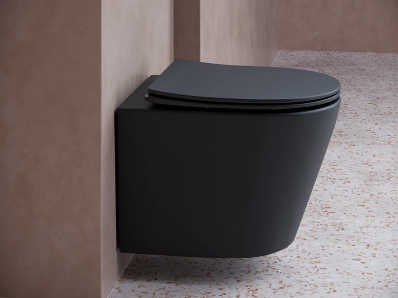 Унитаз подвесной Ceramica Nova Balearica черный матовый CN6000MB (детальная фотография), современные, hi-tech, круглые