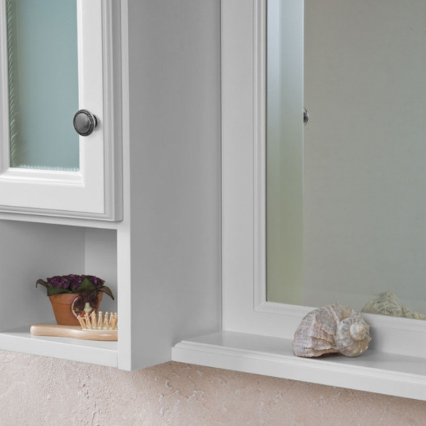 Шкаф для ванной, петли слева, цвет белый матовый, фурнитура состареное серебро, La Beaute Michel SMI24LBO.Sx.O.CR (детальная фотография), по запросу index_1