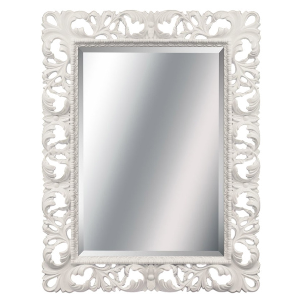 Зеркало прямоугольное с фацетом, цвет белый глянец, Tessoro Isabella 75 TS-1021-W (детальная фотография)