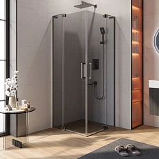 Душевой уголок Cezares Slider 80х80 см стекло серое профиль оружейная сталь