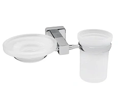 Стакан для ванной и мыльница WasserKRAFT Lippe хром