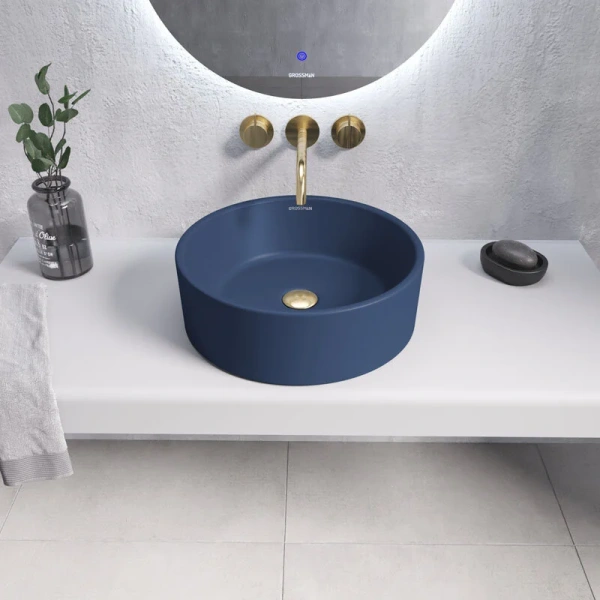 Раковина Grossman 40 см синяя матовая GR-3013BLM (детальная фотография), накладные (на столешницу), пристенные