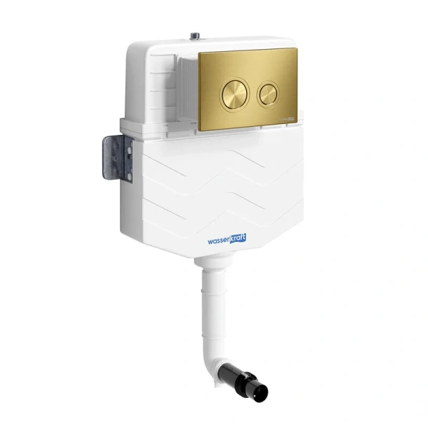 Бачок скрытого монтажа WasserKRAFT Aller с кнопкой смыва золото 10TLT.031.ME.MG01 (детальная фотография)