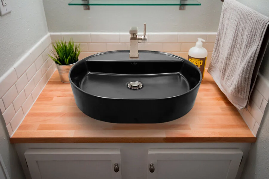 Раковина Creo Ceramiqu 56 см черная матовая PU4500MBK (детальная фотография), 55 см