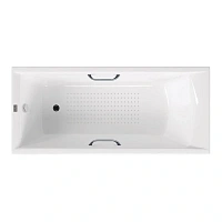 Чугунная ванна Vinsent Veron Devon VDV1807545H/VH0012CH-AS, 180 x 75 см, с антискользящим покрытием, ручки хром, цвет белый