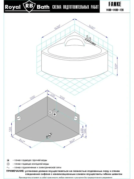 Ванна гидромассажная Royal Bath Fanke De Luxe RB581200DL, 138 x 138 см, белая (детальная фотография), современныe, hi-tech