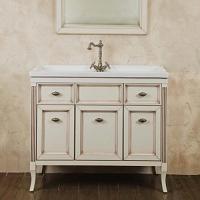 Тумба под раковину, цвет слоновая кость с патиной матовый, фурнитура состаренное серебро, La Beaute Vivien