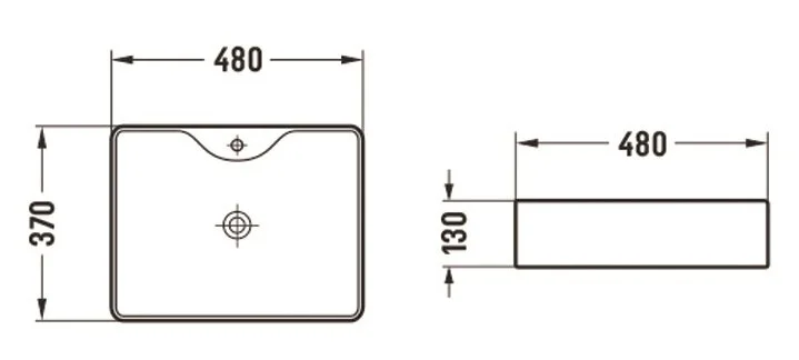 Раковина Azario 48 см накладная AZ-2010 SP (детальная фотография), современные, hi-tech