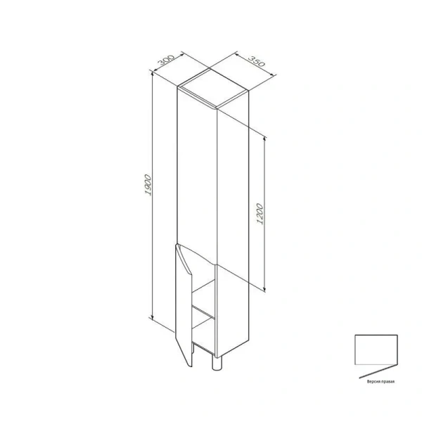 Шкаф-пенал напольный Am.Pm Like 35 см правый белый глянец M80CSR0356WG (детальная фотография), в наличии