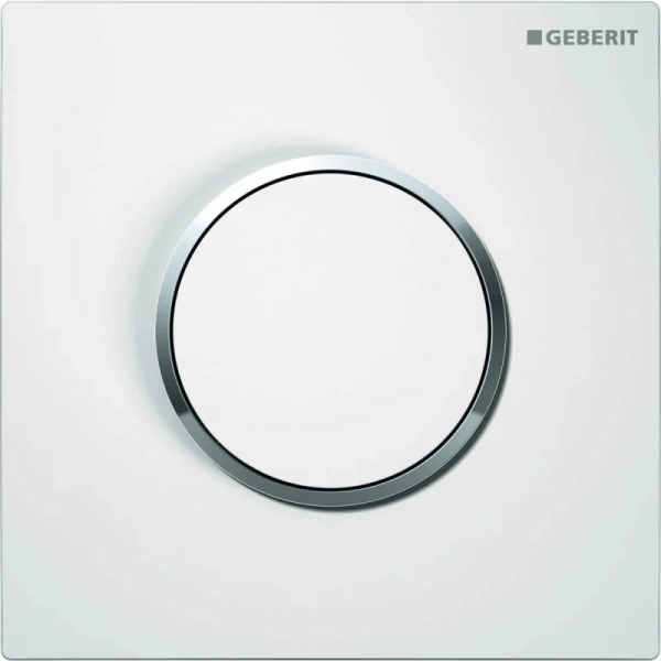 Клавиша смыва Geberit Sigma 10 белая/кольцо глянцевый хром 116.015.KJ.1 (детальная фотография)