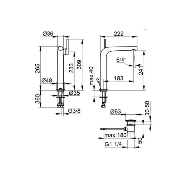 Смеситель для раковины Keuco Edition 400 51502 010002 (детальная фотография), для раковины
