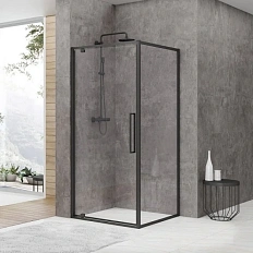 Душевой уголок Black&White Stellar Wind 100x100 см профиль черный, стекло прозрачное