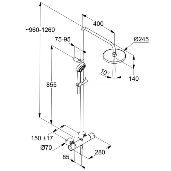 Душевая стойка Kludi Logo с термостатом 6808239-00 (детальная фотография), современные, hi-tech
