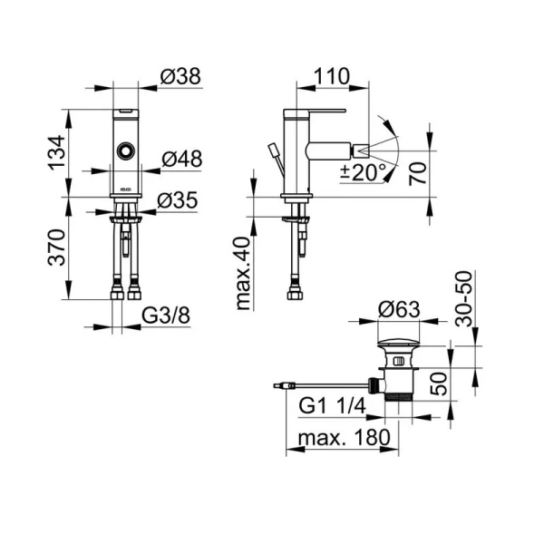 Смеситель для биде Keuco IXMO хром 59509013000 (детальная фотография), для биде