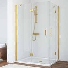 Душевой уголок профиль золотой стекло прозрачное Vegas-glass