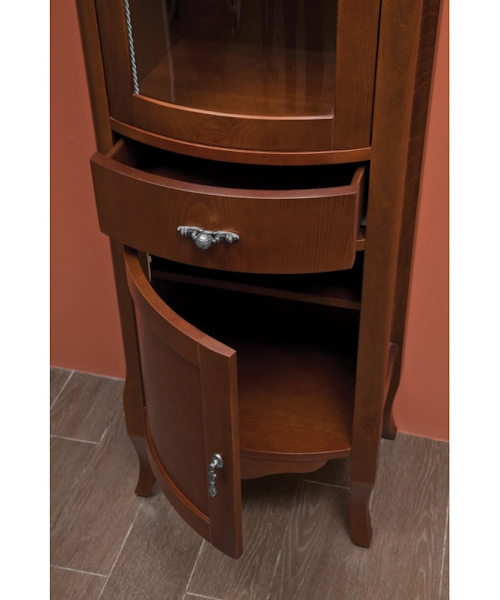 Шкаф-пенал, петли слева, цвет орех матовый, фурнитура состаренное серебро, La Beaute Nora CNO.Sx.N.CR (детальная фотография), по запросу