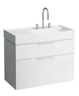 Раковина Laufen Kartell 90 см полка слева 8.1033.9.000.111.1 (детальная фотография), в форме чаши, прямоугольной формы