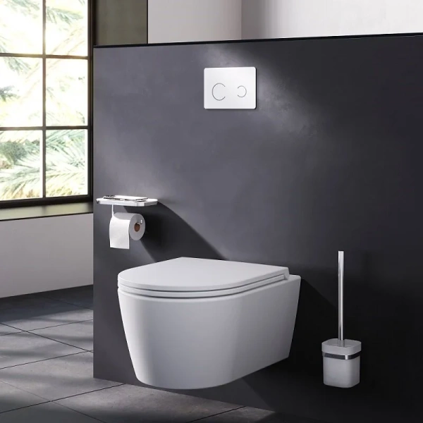 Клавиша смыва Am.Pm Touch Pro белая I0450B01 (детальная фотография), пластиковые, стеклянные