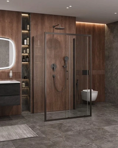 Душевой уголок Cezares Molveno 140х90 см прозрачное стекло профиль оружейная сталь - фото 3