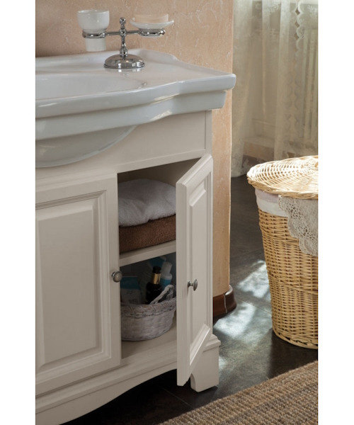 Тумба под раковину, цвет слоновая кость матовый, фурнитура состареное серебро, La Beaute Michel BMI90AVO.CR (детальная фотография) index_1