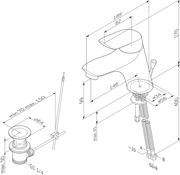 Смеситель для раковины AM.PM. Bliss L излив 146 мм хром F5382132 (детальная фотография), для раковины index_1