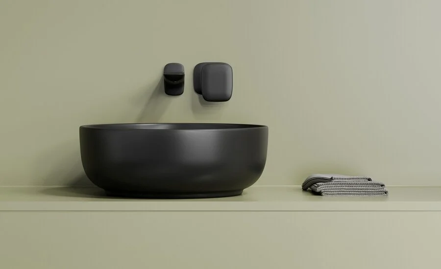 Раковина Ceramica Nova Taycan 37 см черная матовая CN12003MB (детальная фотография), из санфарфора